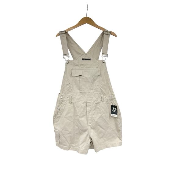 No Boundaries Canvas Beige Overall Shortalls Vintage Y2K Juniors Size XL New - Picture 1 of 6